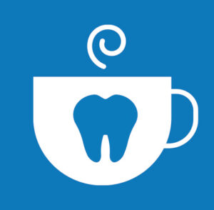 Dental icon of a cup and tooth in the middle symbolizing teeth whitening